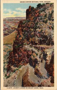 postcard AZ Grand Canyon - Fred Harvey - Jacob's Ladder on Bright Angel Trail