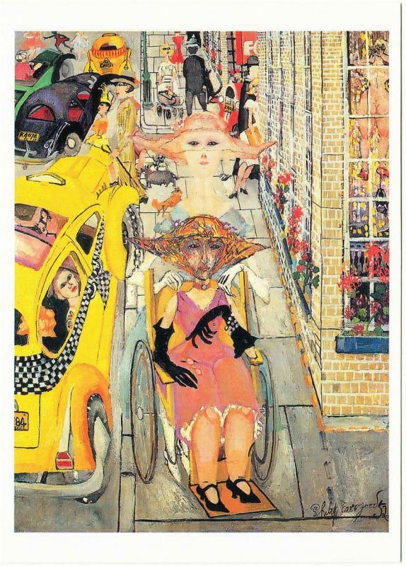 Dowager in a Wheelchair by Philip Evergood American Art New York City Postcard