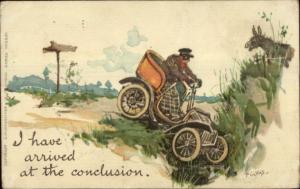 Auto Car Humor Crashing in Ditch Hildesheimer & Co London #5360 Postcard