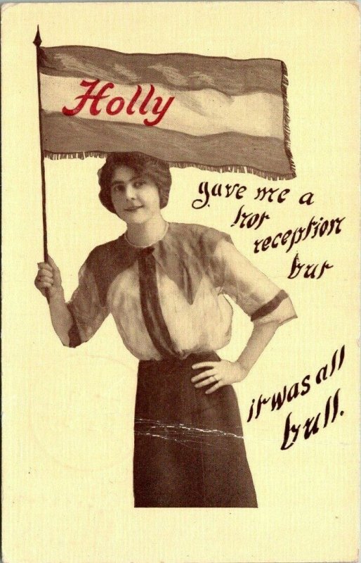 Postcard Holly Gave Me A Reputation But It Was All Bull Funny Humor 1912 MI 125