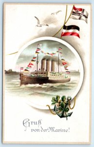 WWI German Steamer Ocean Liner Steamship Ship Postcard