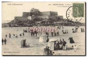 Old Postcard Saint Malo Beach Fort National