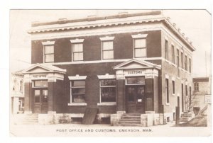 Post Office & Customs, Emerson Manitoba, Vintage 1928 Real Photo Postcard, RPPC