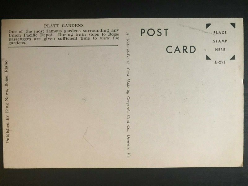 Vintage Postcard 1950's O.S.L.Depot-Howard Platt Gardens Boise Idaho ...