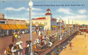 Ocean City New Jersey 1940s Postcard Boardwalk Looking North From 12th Street