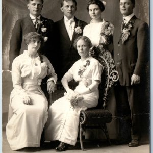 c1910s Lovely Group Portrait RPPC Young Men Women Proms Dance Wedding Party A211