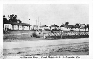 Augusta Wisconsin Jo Hansen Buggy Wheel Motel Antique Postcard K100211