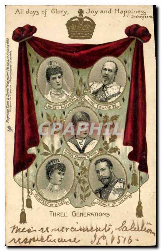  Vintage Postcard Three generations Queen Alexandra King Edward VII Edward Princ