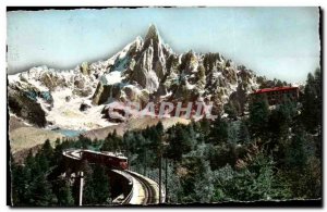 Modern Postcard Chamonix Montenvers Train and & # 39aiguille of Dru