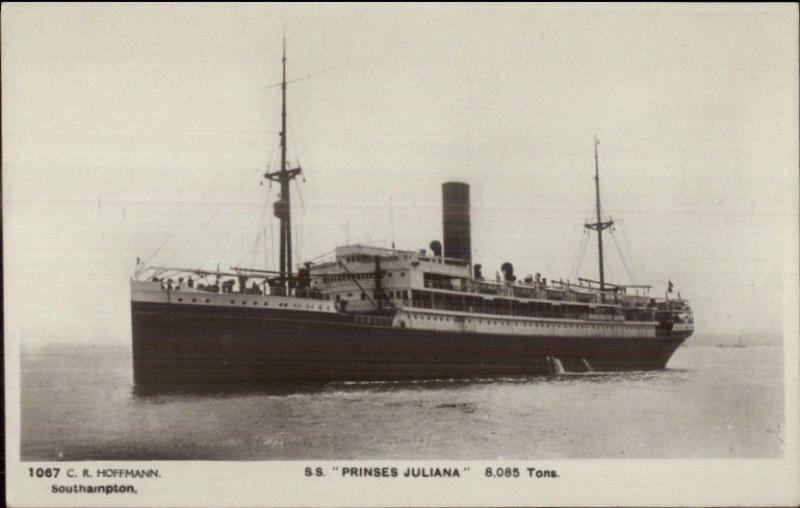 Steamship SS Prinses Juliana c1910 Real Photo Postcard CR HOFFMANN