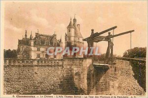 Postcard Old Chenonceau castle on the wing thomas Bohier tower marks and draw...