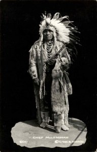 Native American Indian Chief Multnomah c1940 Real Photo Postcard