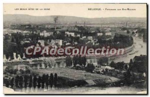 Postcard Old Bellevue Meudon Panorama Down