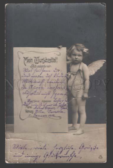 3113912 Nude WINGED Girl CUPID vintage Greeting PHOTO PC