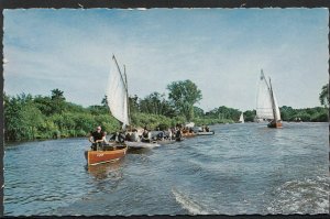 Norfolk Postcard - Norfolk Broads - Anglers Returning On The River Bure  550