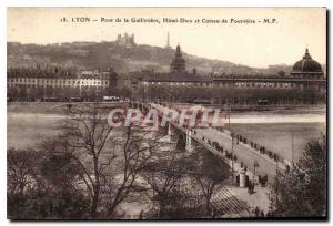 Old Postcard Lyon Guillotiere Bridge Hotel Dieu and Coteau de Fourviere