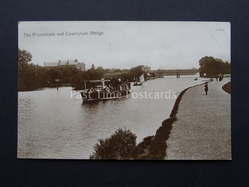 Berkshire CAVERSHAM BRIDGE Steam Ferry Boat & Promenade - Old RP Postcard