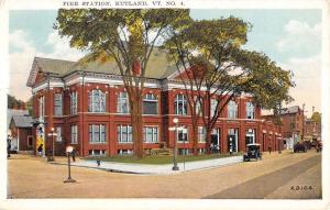 Rutland Vermont Fire Station Street View Exterior Antique Postcard K15418