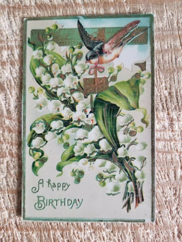 A HAPPY BIRTHDAY.VTG EARLY 1900'S POSTCARD MADE IN GERMANY*P42