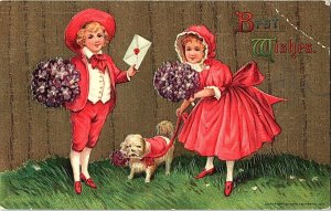 Best Wishes Vintage Embossed c1913 Postcard Max Feinberg ©1911