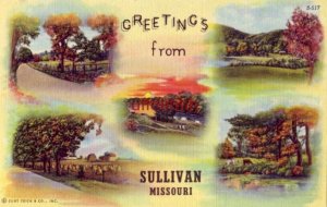 GREETINGS FROM SULLIVAN, MISSOURI five generic views 1954