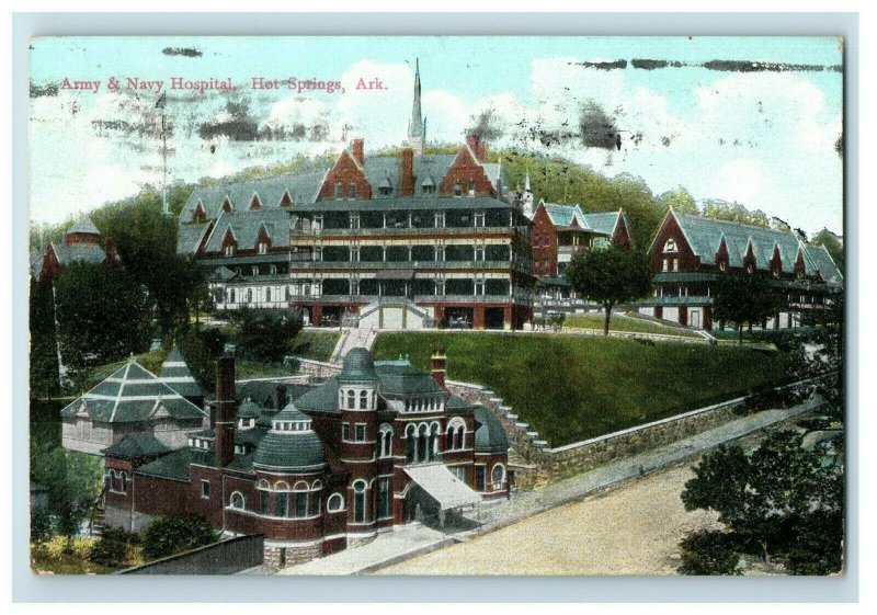 C.1907 Army & Navy Hospital Hot Springs Arkansas Vintage Postcard P94 