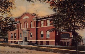 DECATUR ILLINOIS~Y M C A BUILDING~1910s HAINES & ESSICK TINTED PHOTO POSTCARD