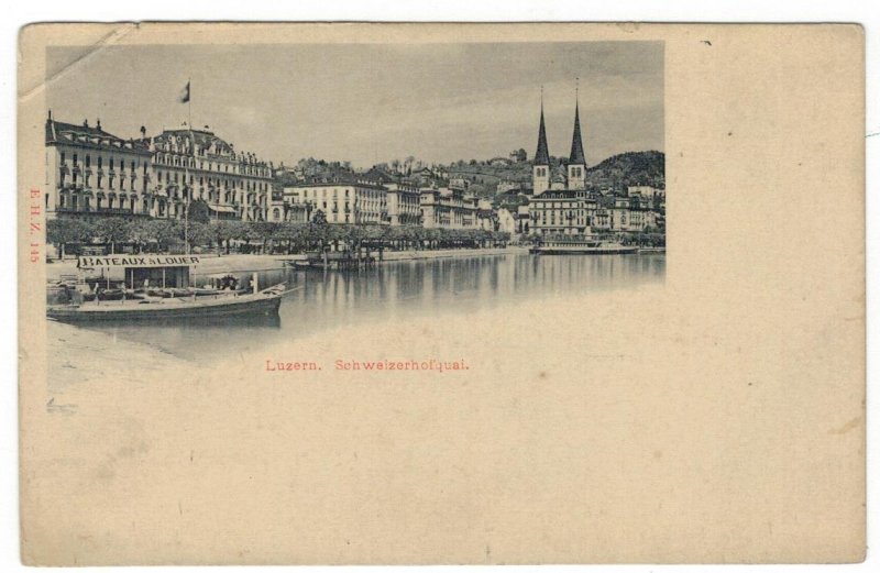 Postcard Switzerland 1927 Lucerne Luzern Advertisement Steamer Hamburg-New York