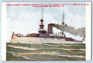 c1905 US Battleship Alabama Philadelphia Pennsylvania PA Antique Postcard
