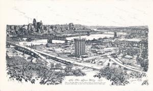 Ohio River Valley at Cincinnati in 1973 - Drawing from Hills of Kentucky