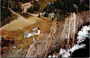 Vtg 1960s Aerial View Pemaquid Light House Pemaquid Point Maine ME Postcard