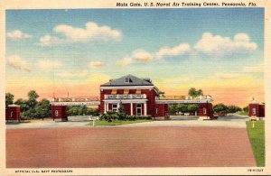 Florida Pensacola  U S Naval Air Training Center Main Gate 1944 Curteich
