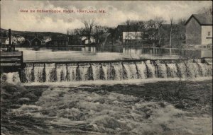 Hartland Maine ME Sebasticook River Dam Waterfall Vintage Postcard