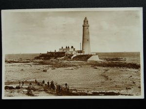 Northumberland WHITLEY BAY St. Mary's Lighthouse c1930s RP Postcard by Valentine