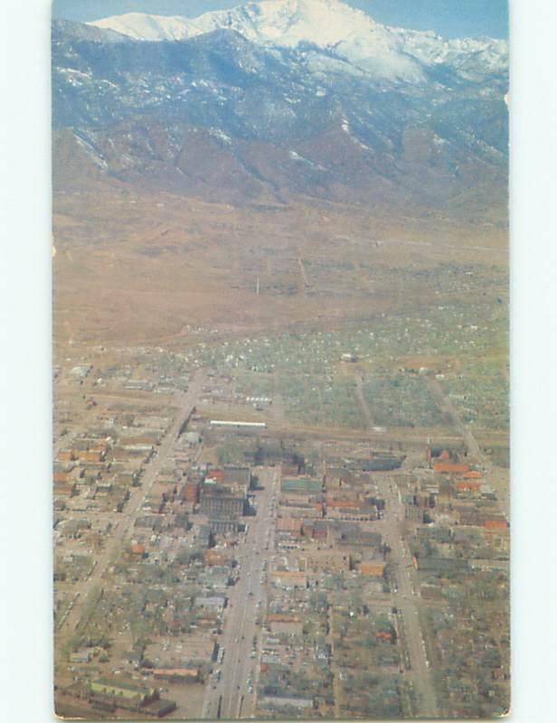 Unused Pre-1980 AERIAL VIEW OF TOWN Colorado Springs Colorado CO n2898