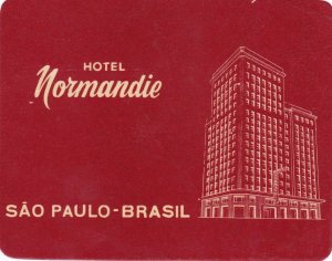 Brasil Sao Paulo Hotel Normandie Vintage Luggage Label sk3213