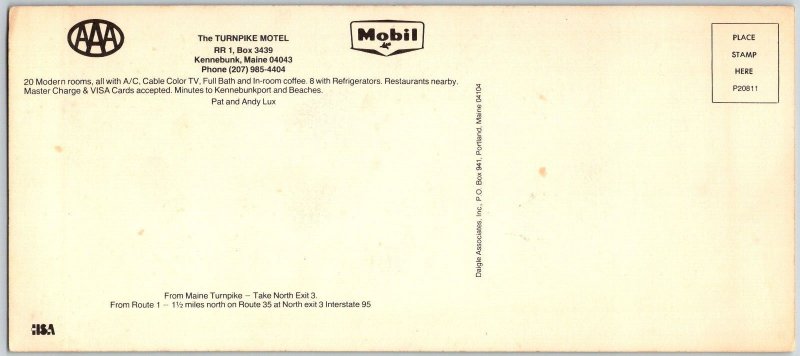 Kennebunk Maine 1970s Oversize Postcard Turnpike Motel