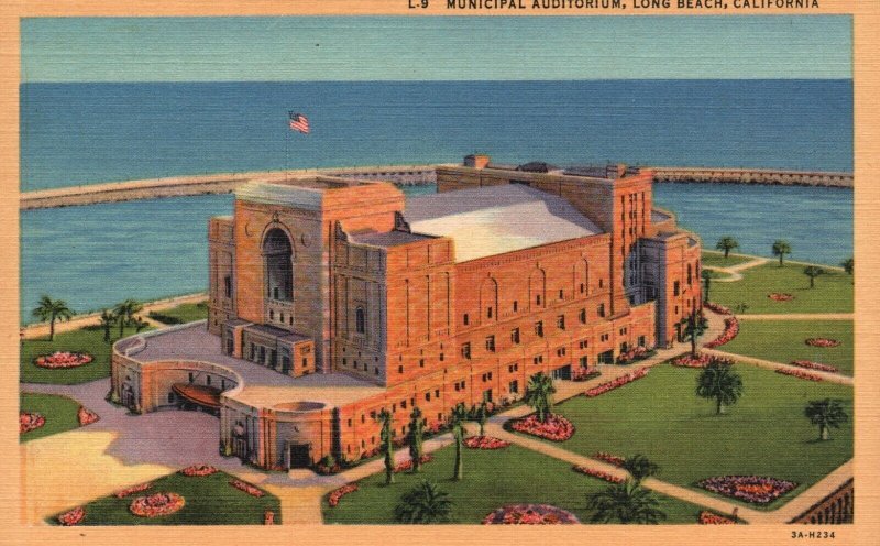 Vintage Postcard 1930's Municipal Auditorium Long Beach CA California