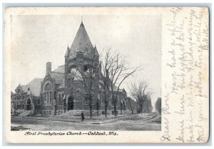 1907 First Presbyterian Church Panoramic View Oshkosh Wisconsin WI Postcard