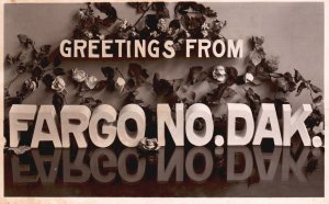 Vintage Postcard Greetings From Fargo North Dakota Real Photograph RPPC