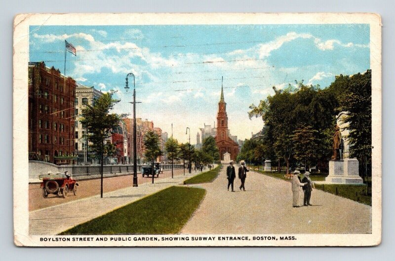 Boylston St Public Garden Subway Entrance Boston Massachusetts MA WB Postcard PM 