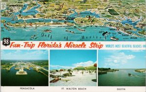 Fun Trip Florida's Miracle Strip Pensacola Destin Ft Walton Beach Postcard H48