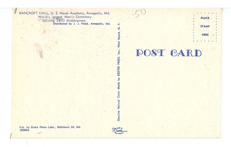 MD - Annapolis. US Naval Academy, Bancroft Hall Men's Dormitory