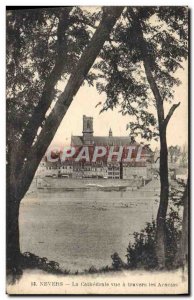 Old Postcard Nevers Cathedral View a Travers les Acacias