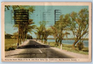 1951 Fredericton New Brunswick Canada Postcard Along Scenic Route St. John River