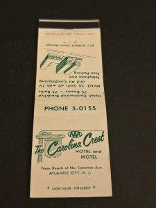Matchbook Cover The Carolina Crest Hotel Motel Atlantic City, New Jersey MB181