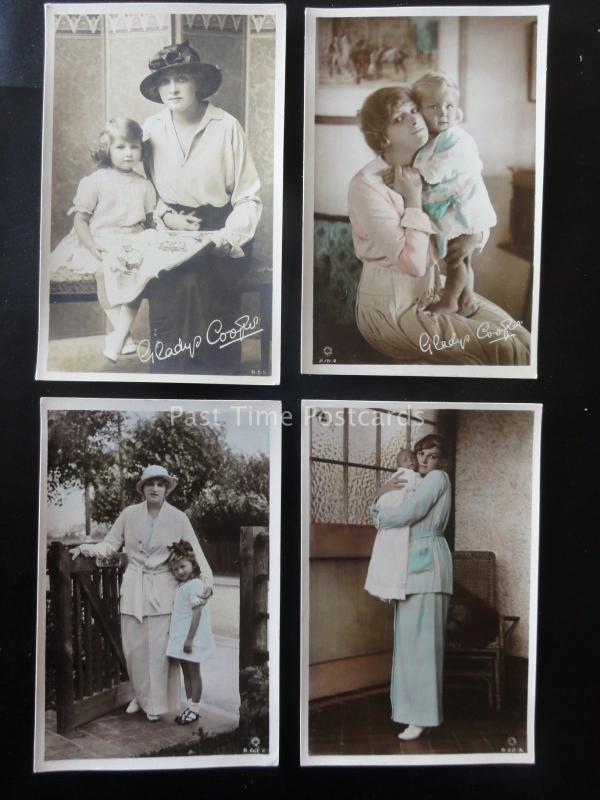 Actress GLADYS COPPER inc DAUGHTER & HUSBAND Collection of 10 Old RP Postcards