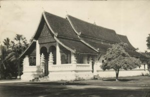 PC CPA LAOS, INDOCHINA, HOUSE SCENE, Vintage REAL PHOTO Postcard (b23388)