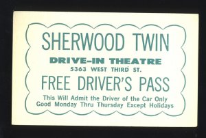 1960's Sherwood Twin Drive-In Theatre Driver's Pass, Dayton, Ohio/OH