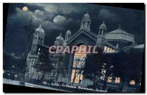 Old Postcard Lille Palais Rameau Night